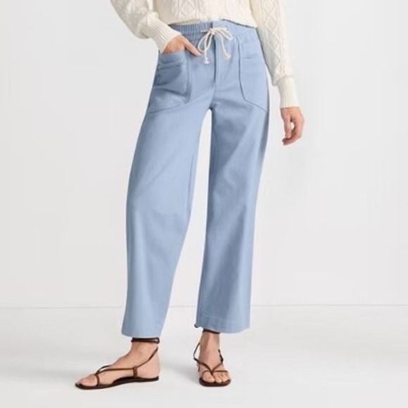 Lands' End Pants - Lands' End Womens Blue Crop Pants Elastic Waist Pull On Size 16 nautical beach